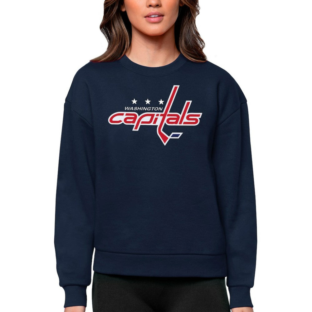 NHL Washington Capitals Antigua Women's Team Logo Victory Crewneck Pullover Sweatshirt