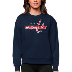 NHL Washington Capitals Antigua Women's Team Logo Victory Crewneck Pullover Sweatshirt