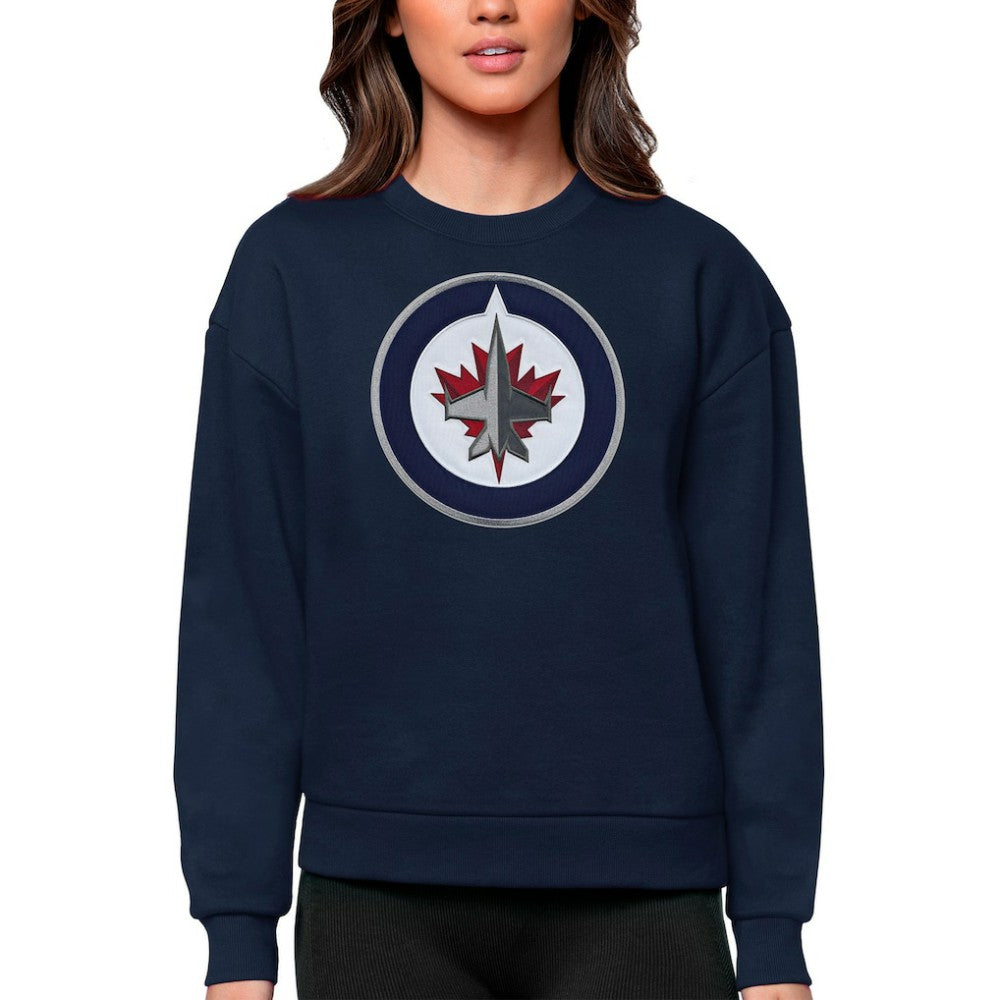 NHL Winnipeg Jets Antigua Women's Team Logo Victory Crewneck Pullover Sweatshirt