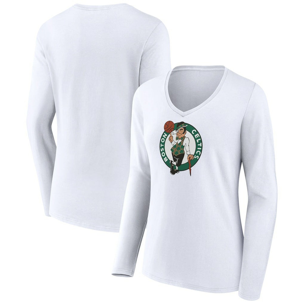 Boston Celtics Women's Logo Long Sleeve V-Neck T-Shirt