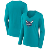 Charlotte Hornets Women's Logo Long Sleeve V-Neck T-Shirt