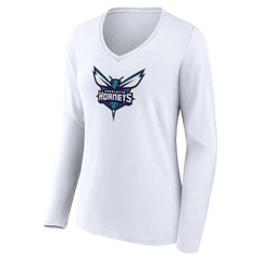 Charlotte Hornets Women's Logo Long Sleeve V-Neck T-Shirt