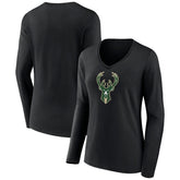 Milwaukee Bucks Women's Logo Long Sleeve V-Neck T-Shirt