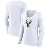 Milwaukee Bucks Women's Logo Long Sleeve V-Neck T-Shirt