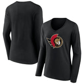 NHL Ottawa Senators Women's Team Logo Long Sleeve V-Neck T-Shirt
