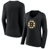 NHL Boston Bruins Women's Team Logo Long Sleeve V-Neck T-Shirt