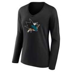 NHL San Jose Sharks Women's Team Logo Long Sleeve V-Neck T-Shirt