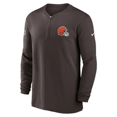 2023 Sideline Performance Long Sleeve Tri-Blend Quarter-Zip Top - Cleveland Browns Tops
