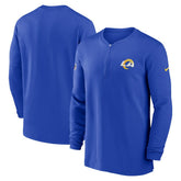 2023 Sideline Performance Long Sleeve Tri-Blend Quarter-Zip Top - Los Angeles Rams Tops