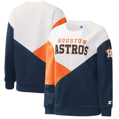 White/Navy Houston Astros Starter Women's Shutout Pullover Sweatshirt