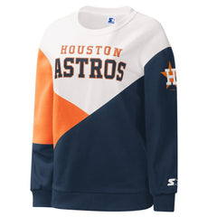White/Navy Houston Astros Starter Women's Shutout Pullover Sweatshirt