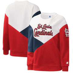 White/Red St. Louis Cardinals Starter Women's Shutout Pullover Sweatshirt