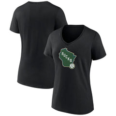 Milwaukee Bucks Women's Alternate Logo V-Neck T-Shirt