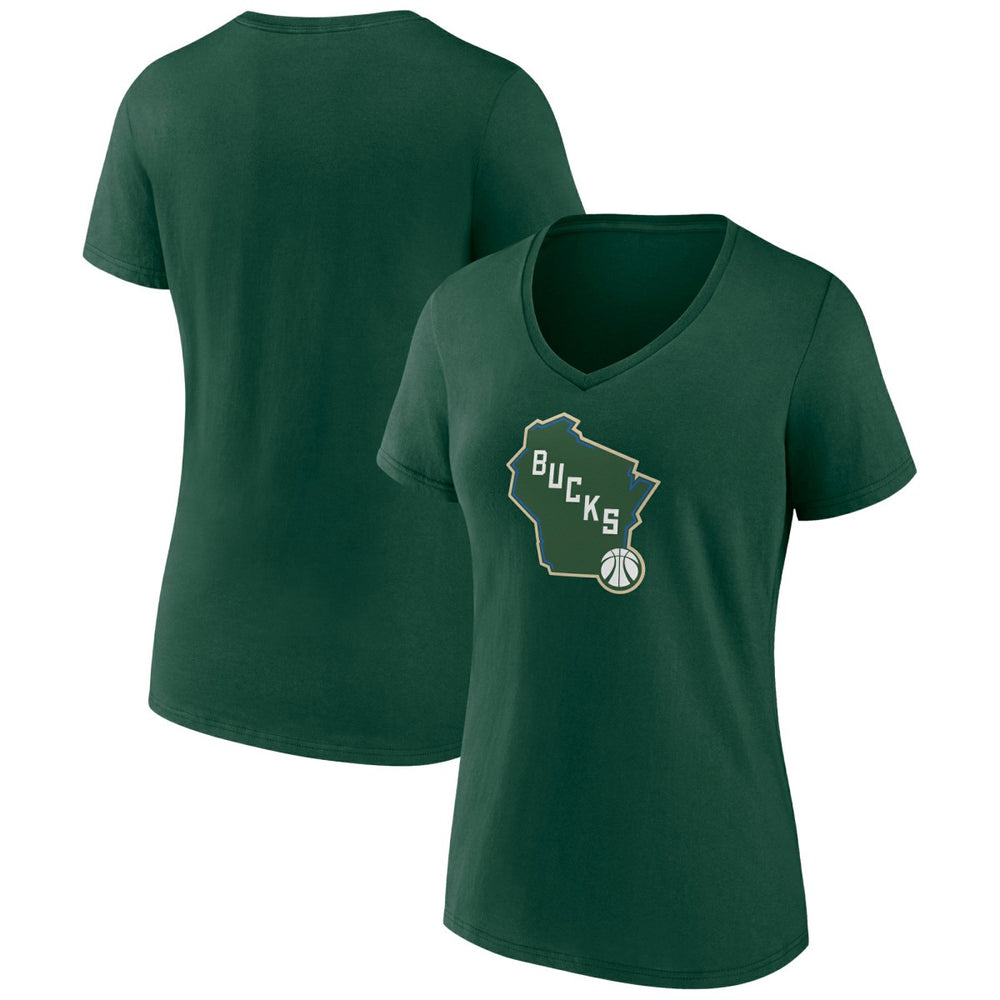 Milwaukee Bucks Women's Alternate Logo V-Neck T-Shirt