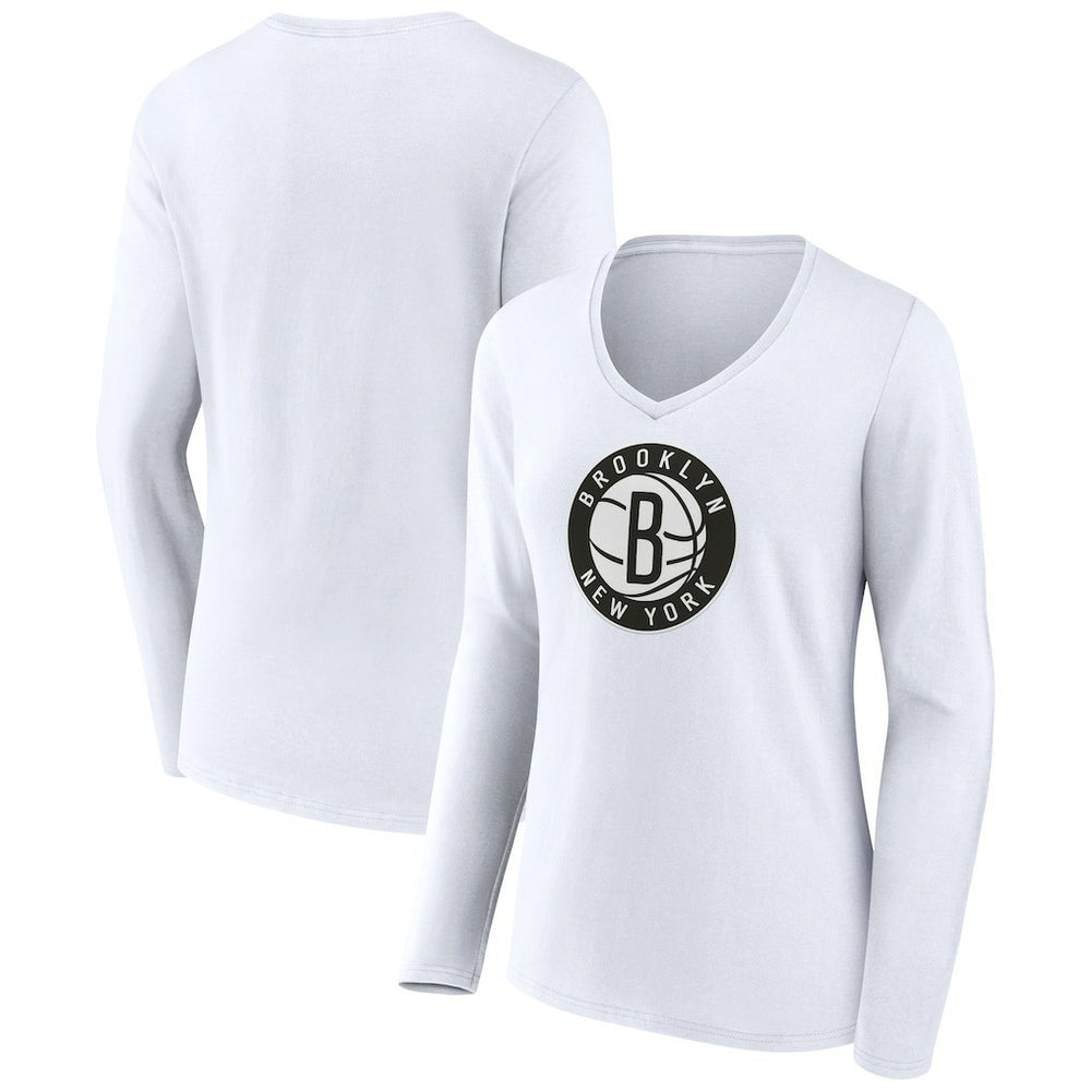 Brooklyn Nets Women's Alternate Logo V-Neck Long Sleeve T-Shirt