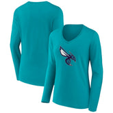 Charlotte Hornets Women's Alternate Logo V-Neck Long Sleeve T-Shirt