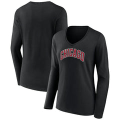 Chicago Bulls Women's Alternate Logo V-Neck Long Sleeve T-Shirt sale
