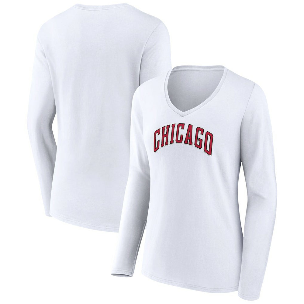 Chicago Bulls Women's Alternate Logo V-Neck Long Sleeve T-Shirt sale