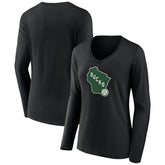 Milwaukee Bucks Women's Alternate Logo V-Neck Long Sleeve T-Shirt
