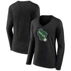 Milwaukee Bucks Women's Alternate Logo V-Neck Long Sleeve T-Shirt