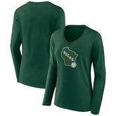Milwaukee Bucks Women's Alternate Logo V-Neck Long Sleeve T-Shirt