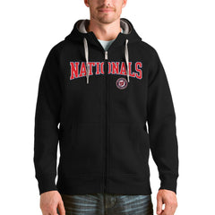 Black Washington Nationals Antigua Team Logo Victory Full-Zip Hoodie