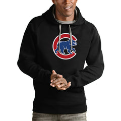 Black Chicago Cubs Antigua Victory Pullover Team Logo Hoodie