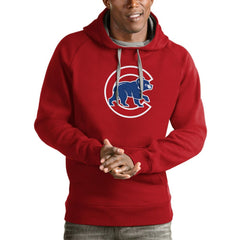 Red Chicago Cubs Antigua Victory Pullover Team Logo Hoodie