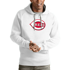 White Cincinnati Reds Antigua Victory Pullover Team Logo Hoodie