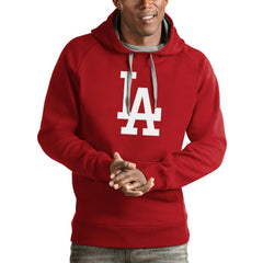 Red Los Angeles Dodgers Antigua Victory Pullover Team Logo Hoodie