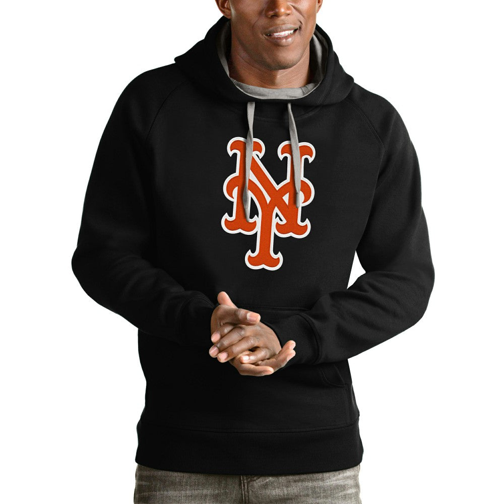 Black New York Mets Antigua Victory Pullover Team Logo Hoodie