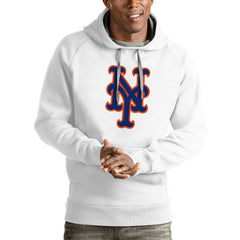 White New York Mets Antigua Victory Pullover Team Logo Hoodie