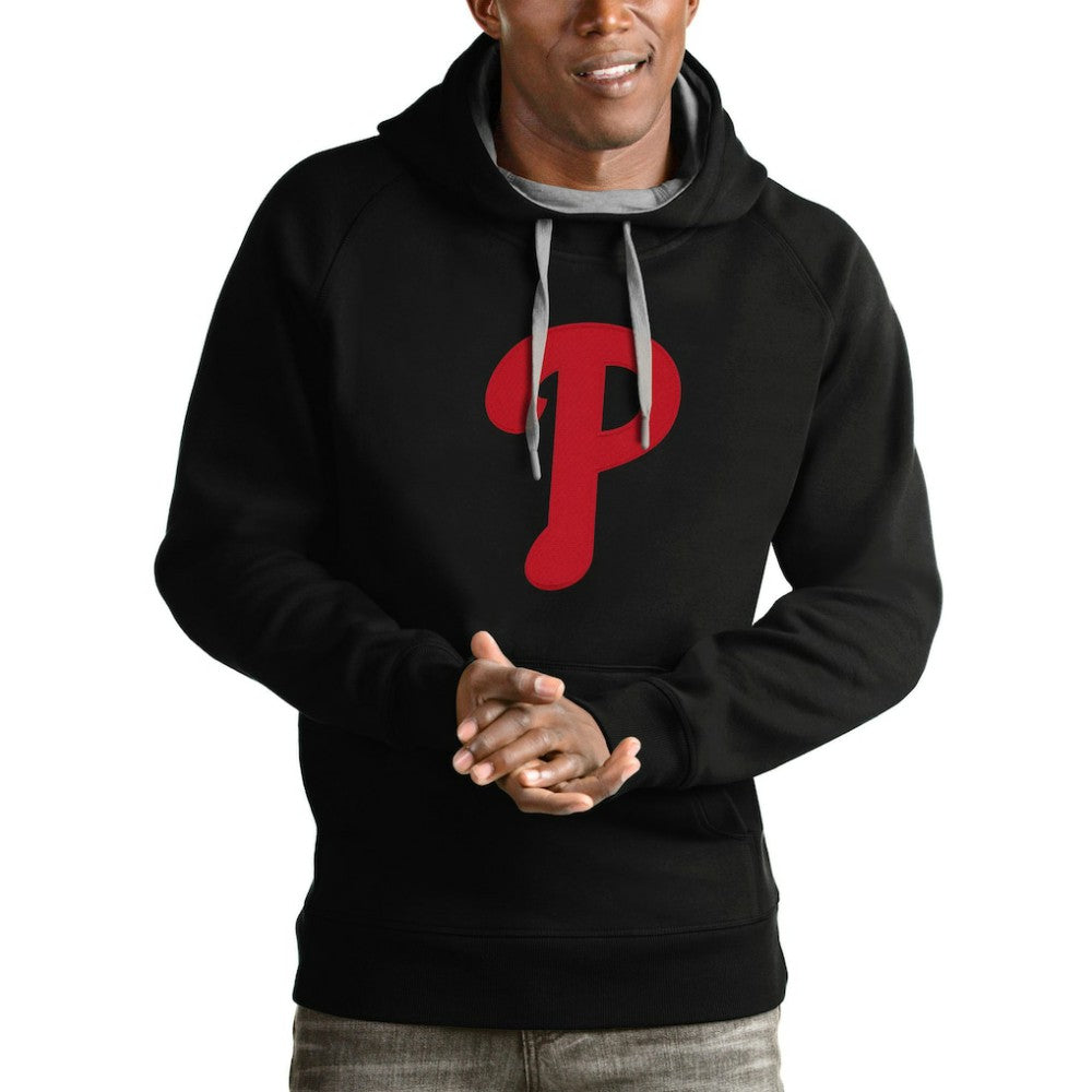 Black Philadelphia Phillies Antigua Victory Pullover Team Logo Hoodie