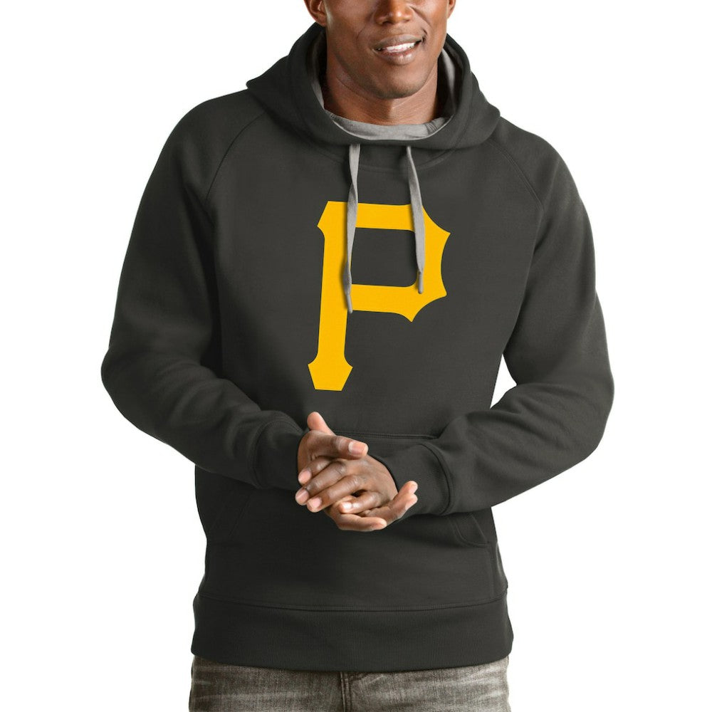 Charcoal Pittsburgh Pirates Antigua Victory Pullover Team Logo Hoodie