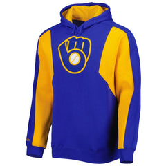 Royal/Gold Milwaukee Brewers Mitchell & Ness Colorblocked Fleece Pullover Hoodie