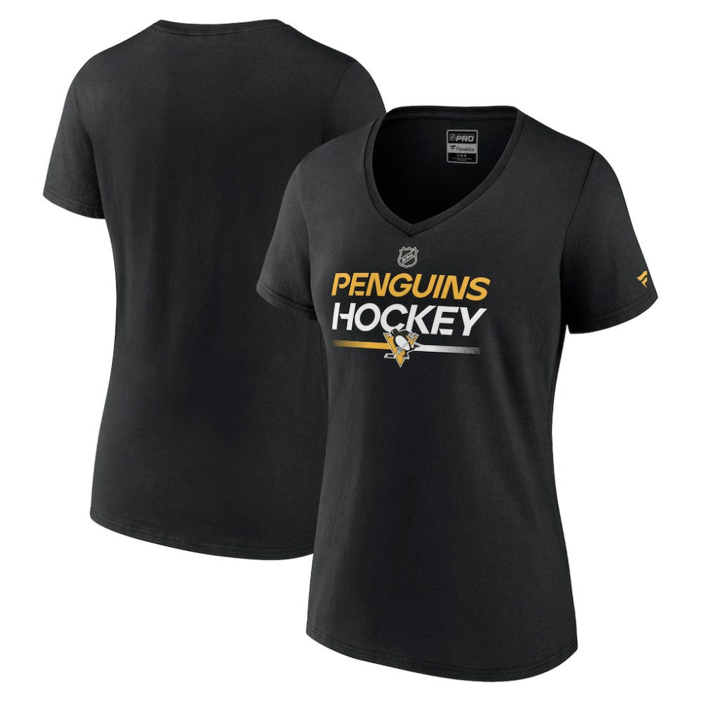 NHL Pittsburgh Penguins Fanatics Women's Authentic Pro V-Neck T-Shirt