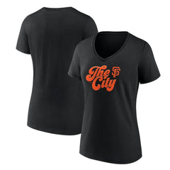 Black San Francisco Giants Women's Scripty City V-Neck T-Shirt