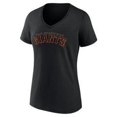 Black San Francisco Giants Women's Giants Alternate Club Lettering V-Neck T-Shirt