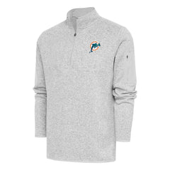 Antigua Throwback Fortune Quarter-Zip Pullover Jacket - Miami Dolphins Pullover