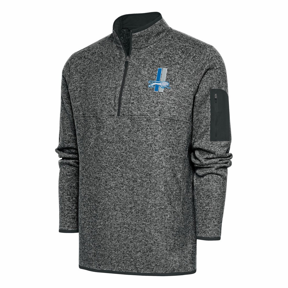 Antigua Throwback Fortune Quarter-Zip Pullover Jacket - Detroit Lions Pullover