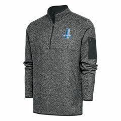 Antigua Throwback Fortune Quarter-Zip Pullover Jacket - Detroit Lions Pullover