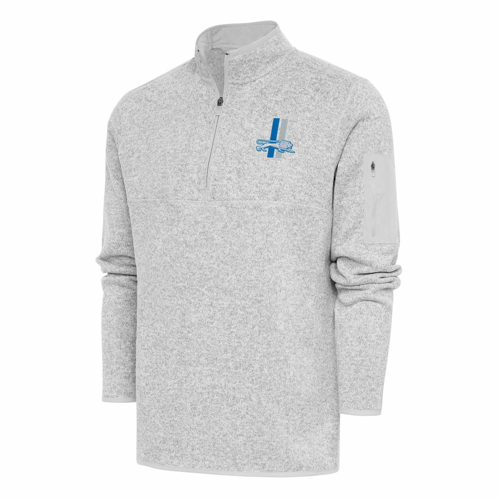 Antigua Throwback Fortune Quarter-Zip Pullover Jacket - Detroit Lions Pullover