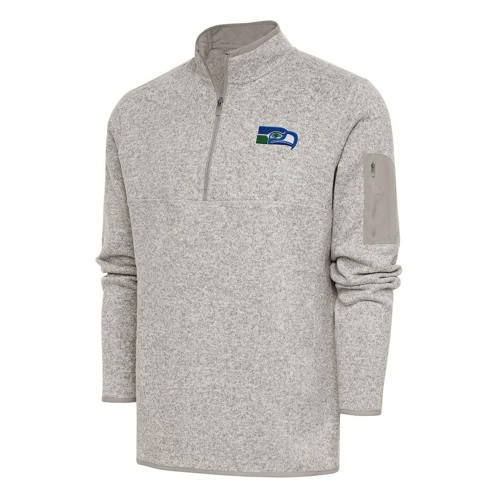Antigua Throwback Fortune Quarter-Zip Pullover Jacket - Seattle Seahawks Pullover