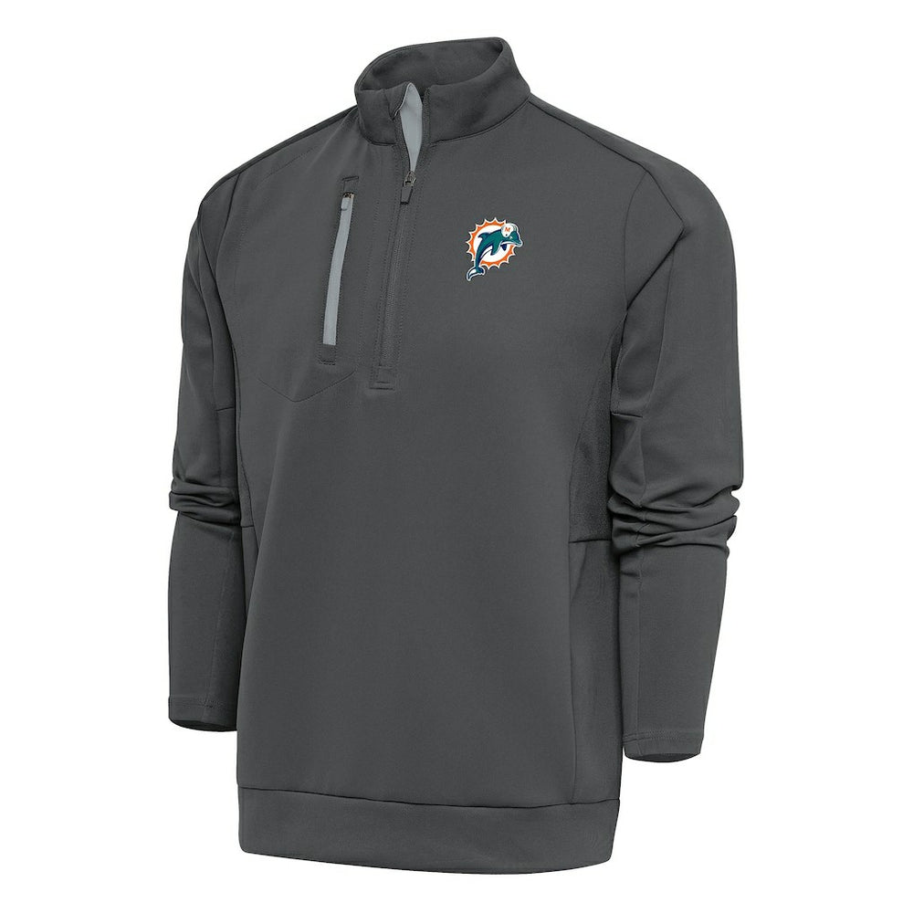 Antigua Team Logo Throwback Generation Quarter-Zip Pullover Top - Miami Dolphins Pullover