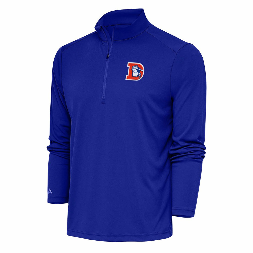 Antigua Team Logo Throwback Tribute Quarter-Zip Pullover Top - Denver Broncos Pullover
