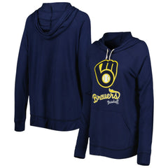 Navy Milwaukee Brewers Touch Women's Pre-Game Raglan Pullover Hoodie