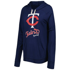 Navy Minnesota Twins Touch Women's Pre-Game Raglan Pullover Hoodie