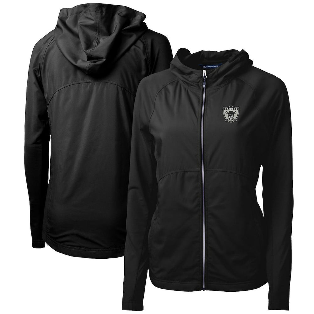 Cutter & Buck Women's Throwback Logo Adapt Eco Knit Hybrid Recycled Full-Zip Hoodie - Las Vegas Raiders Hoodies