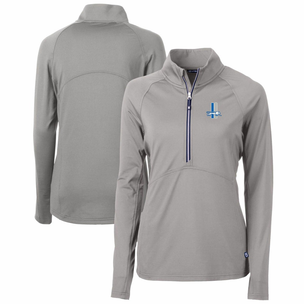 Cutter & Buck Women's Throwback Logo Adapt Eco Knit Stretch Recycled Half-Zip Pullover Top - Detroit Lions Pullover