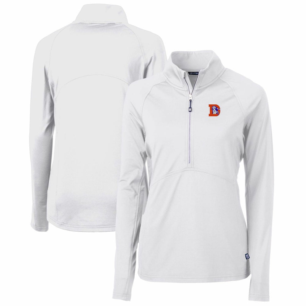 Cutter & Buck Women's Throwback Logo Adapt Eco Knit Stretch Recycled Half-Zip Pullover Top - Denver Broncos Pullover